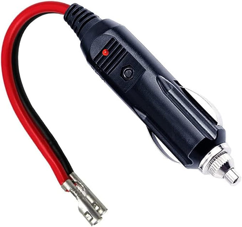 12V Replacement Cigarette Lighter Male Plug with Lead - 12V 15Amp Fused Replacement Cigarette Lighter Male Plug with Led Light, Auto Cigarette Lighter Plug