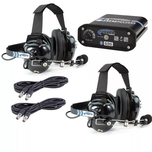 Rugged Radios 696+ Intercom 2 Person Behind the Head Headset Kit Voice Activated Economy 696+